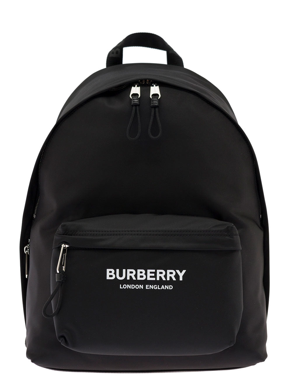 Burberry Mans Black Nylon Backpack With Logo Print Polyamide Polyurethane Backpacks And Belt Bags
