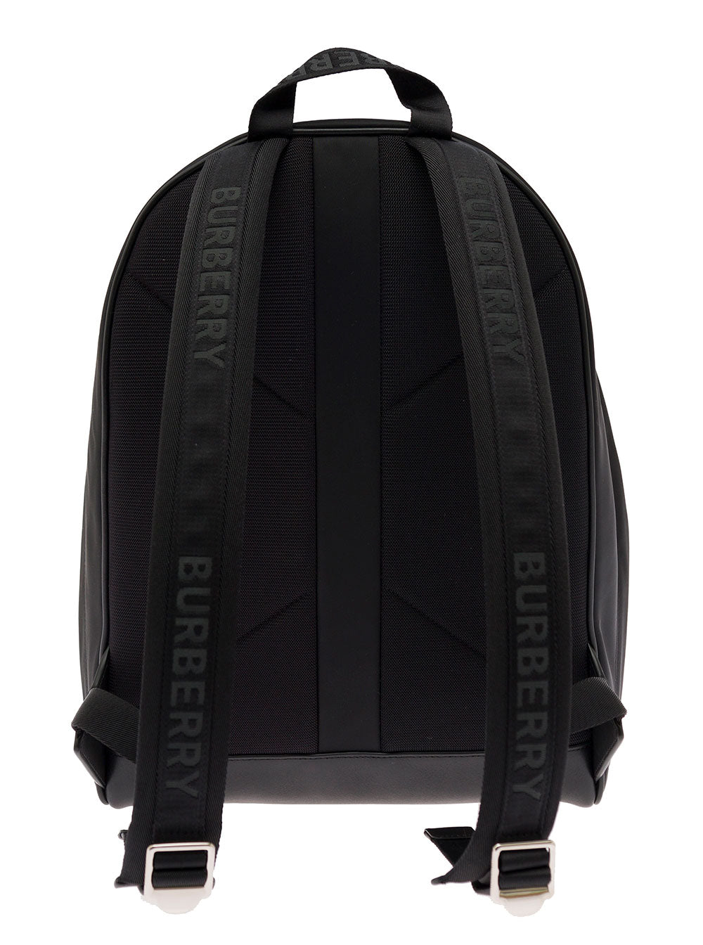 Burberry Mans Black Nylon Backpack With Logo Print Polyamide Polyurethane Backpacks And Belt Bags