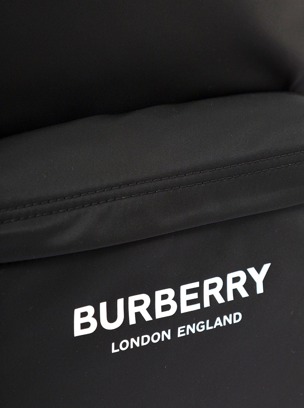Burberry Mans Black Nylon Backpack With Logo Print Polyamide Polyurethane Backpacks And Belt Bags