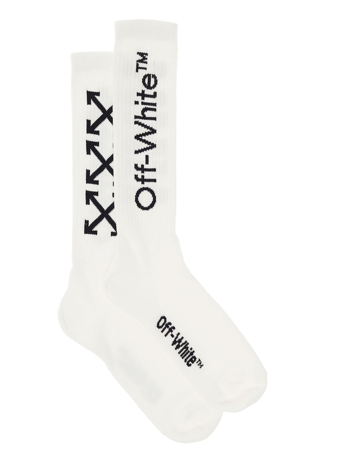 Off-White Mans Black And White Cotton Arrow Socks Underwear