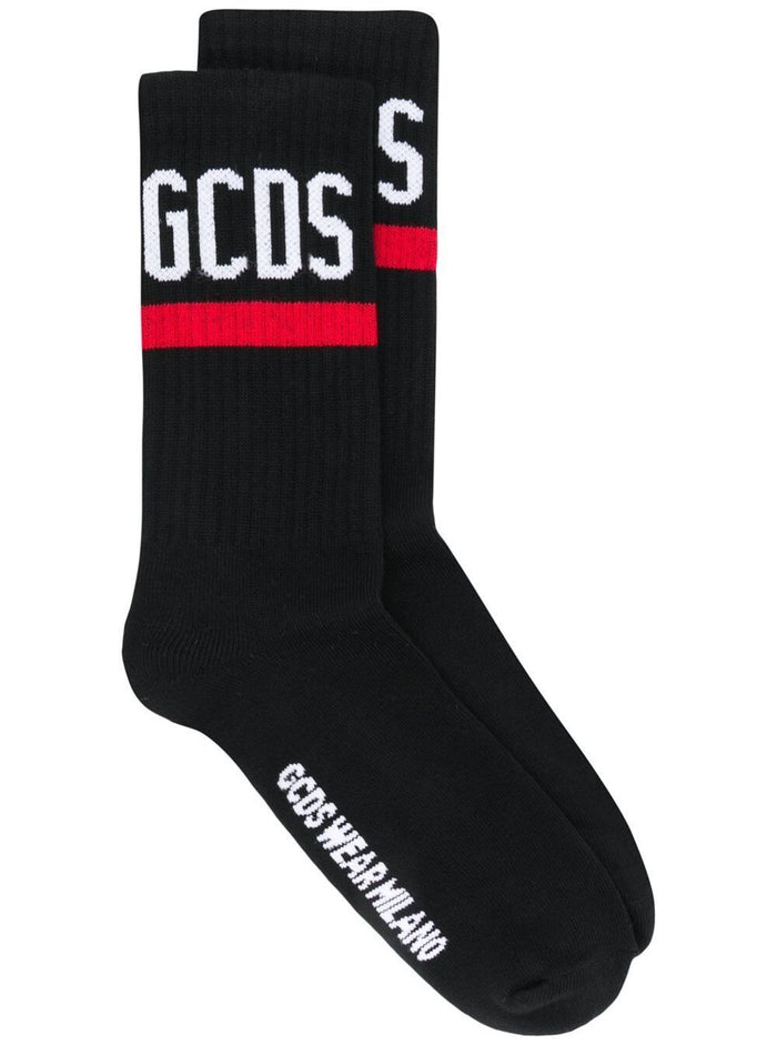 Black Socks Terry Cloth With Logo And Contrasting Details Gcds Woman Co Pa Ea Underwear