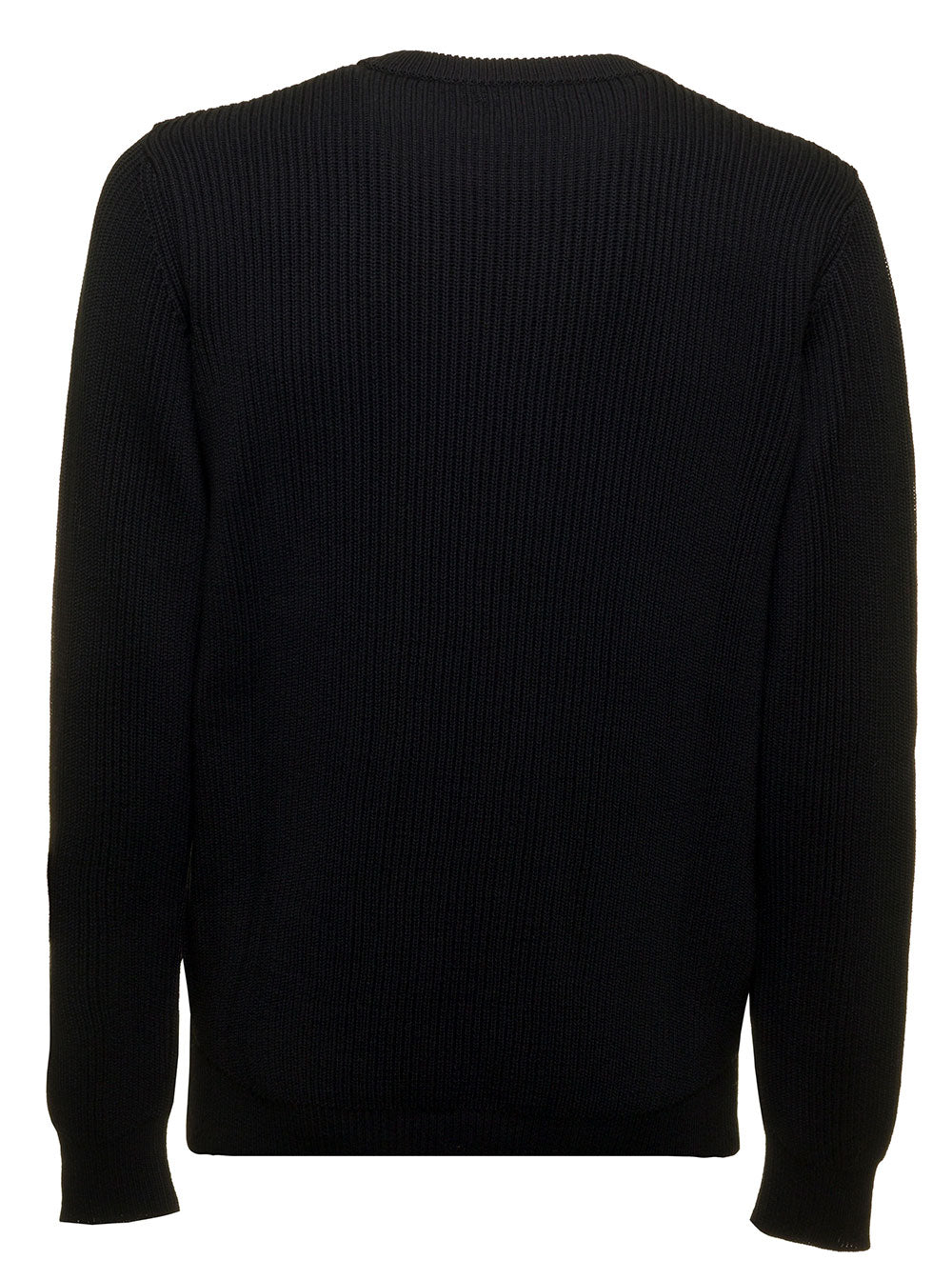 Roberto Collina Mans Crew Neck Black Wool Sweater Virgin Jersey