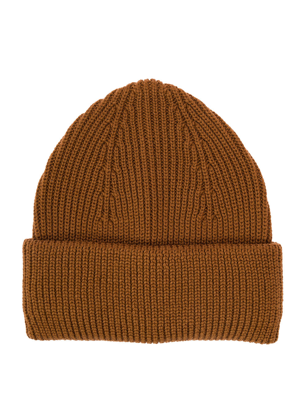 Roberto Collina Mans Brown Ribbed Wool Hat Beige Virgin And Gloves