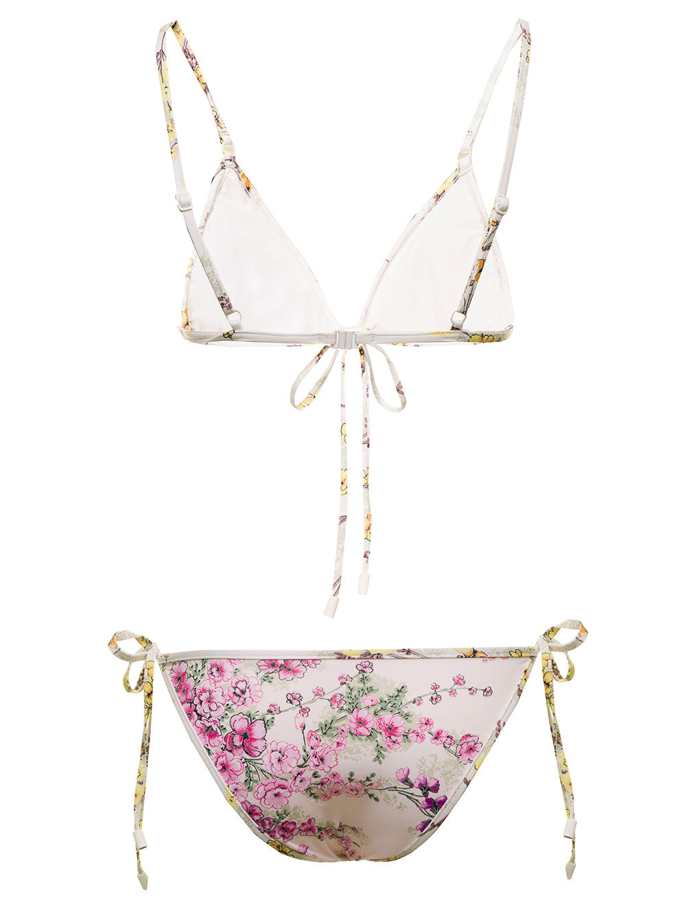 Zimmermann Womans Jude Floral Fabric Bikini With Ruffles White Polyamide Elastane Beachwear
