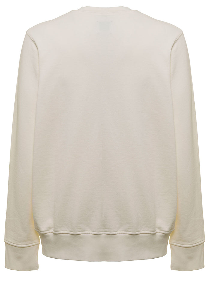 White Cotton Sweatshirt With Logo Patch Casablanca Man Organic Sweatshirts