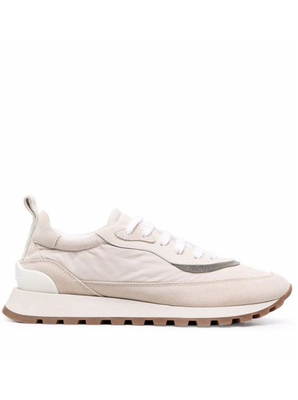 Runner Low Beige Fabric And Leather Sneakers Brunello Cucinelli Woman