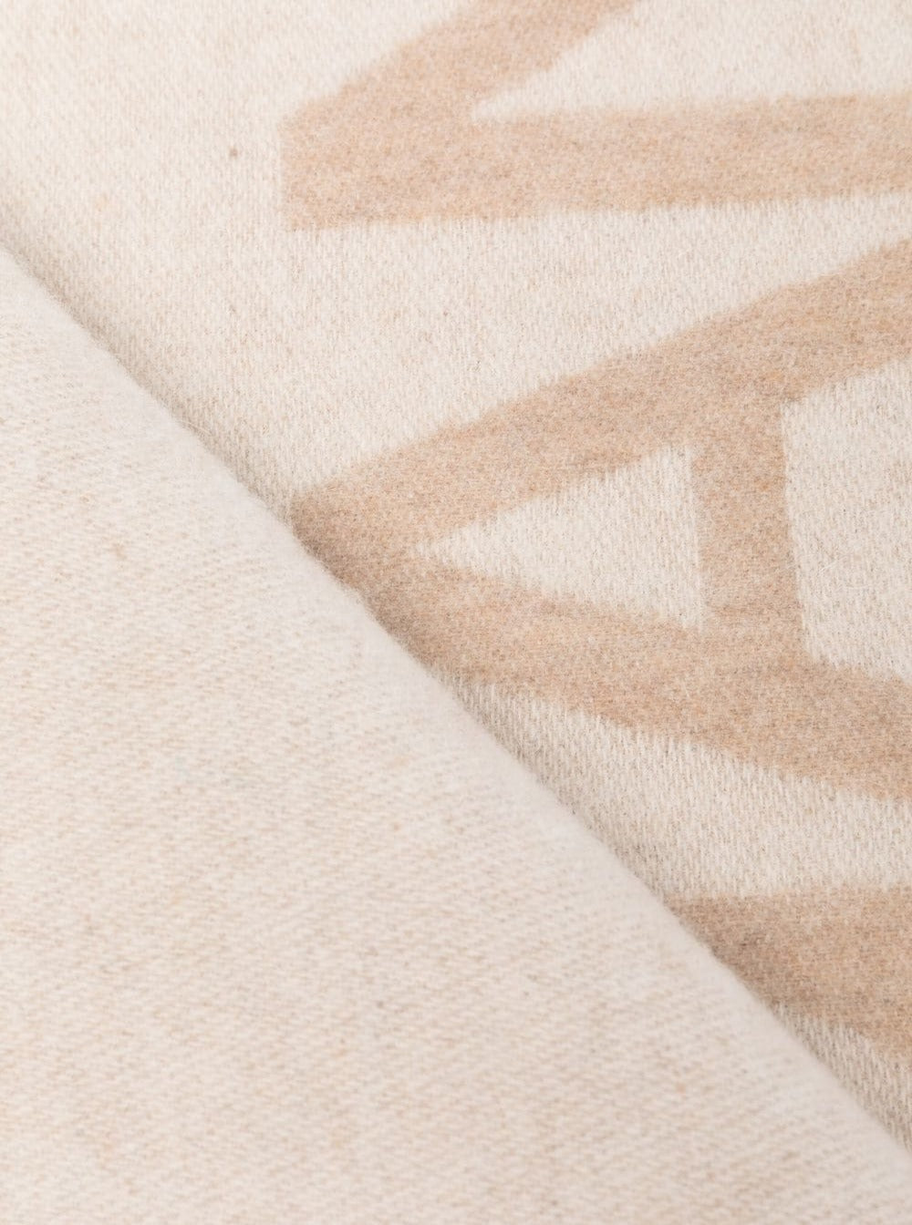 White And Beige Recycled Wool Scarf With Logo Ganni Woman Scarfs Foulards