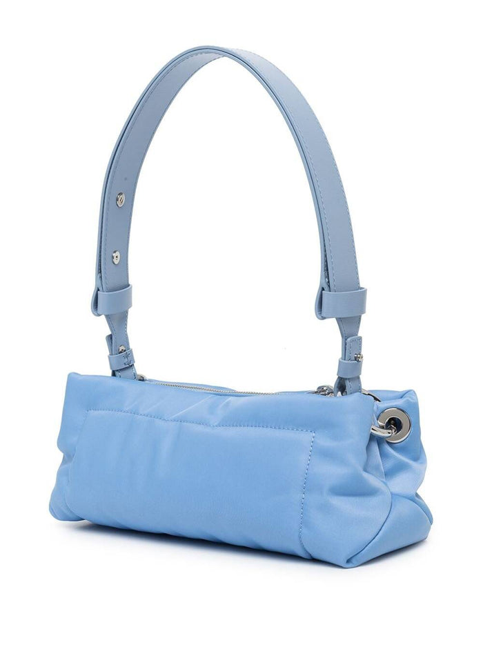 Pillow Baguette Recycled Light Blue Nylon Shoulder Bag Ganni Woman