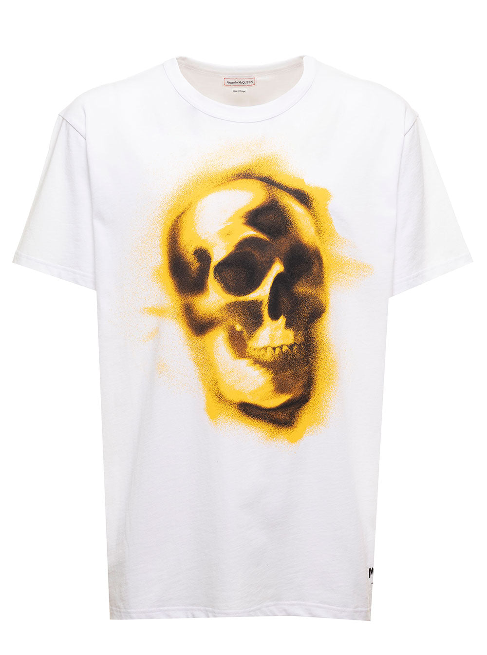 White Cotton T-Shirt With Skull Print Alexander Mcqueen Man Tshirts And Polo Shirts