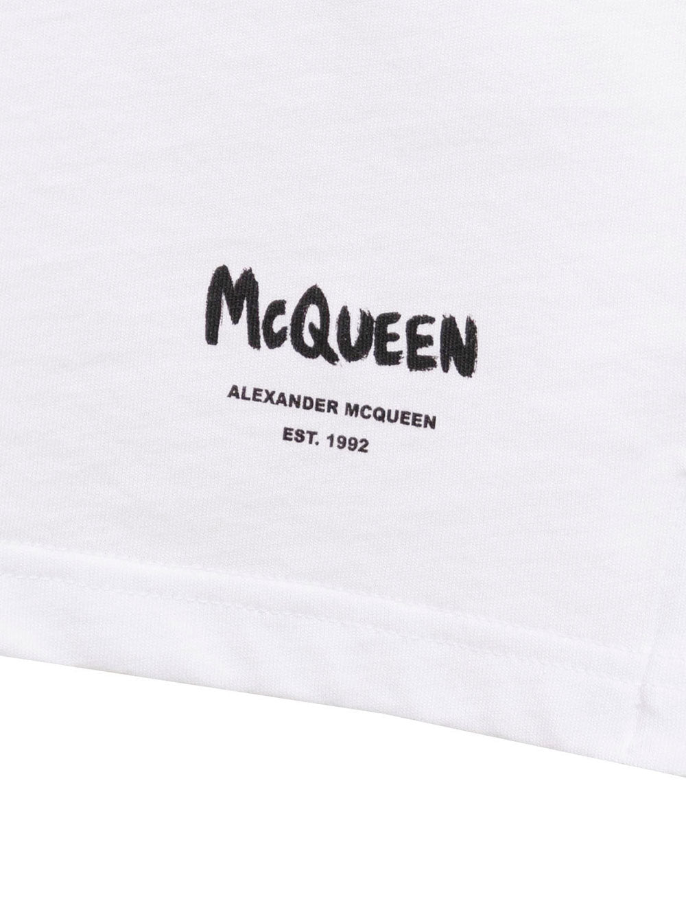 White Cotton T-Shirt With Skull Print Alexander Mcqueen Man Tshirts And Polo Shirts