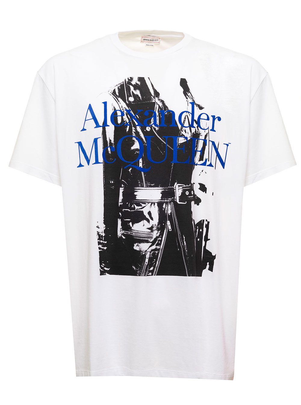 White Cotton T-Shirt With Logo Print Alexander Mcqueen Man Tshirts And Polo Shirts