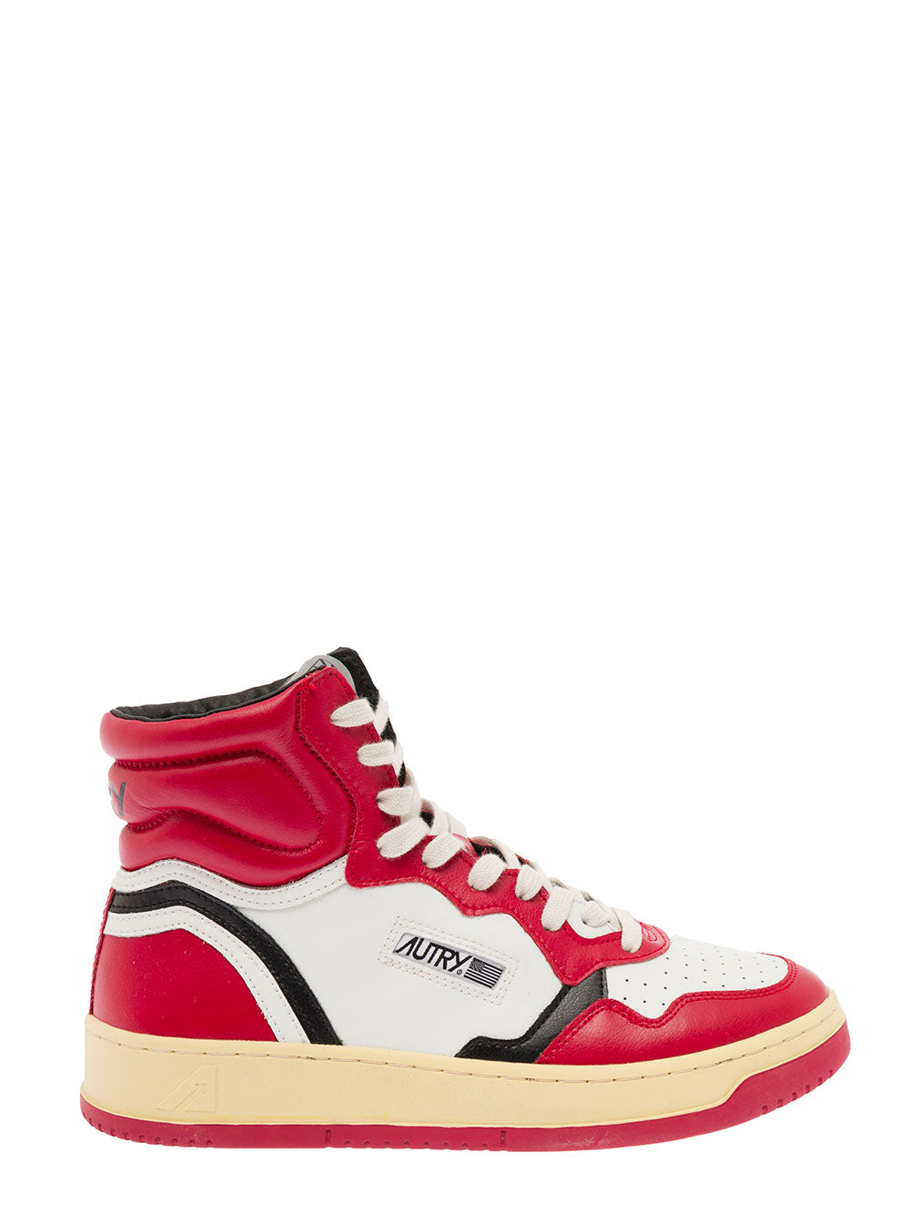 High Top Multicolor Leather Sneaker Autry Man Red Cow + Nylon