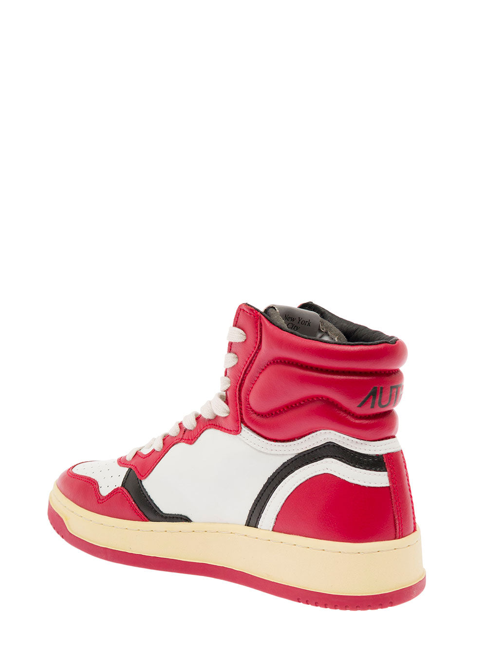 High Top Multicolor Leather Sneaker Autry Man Red Cow + Nylon