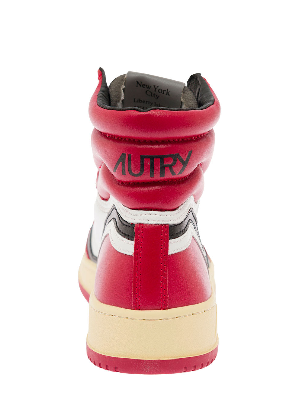 High Top Multicolor Leather Sneaker Autry Man Red Cow + Nylon