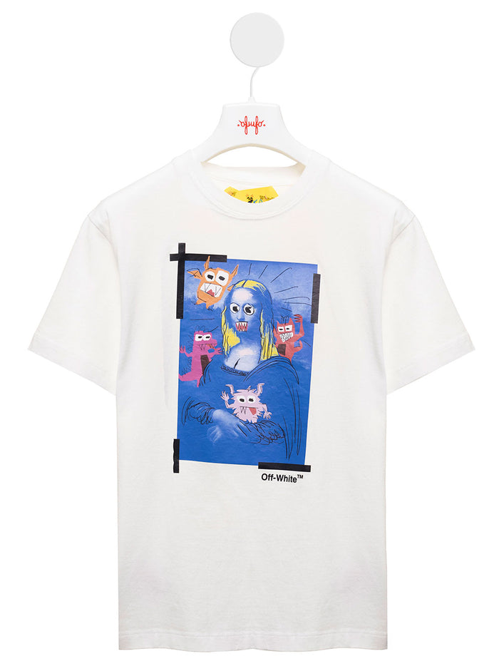 Monsterlisa White Cotton T-Shirt Boy Off Kids Tshirts And Polo Shirts