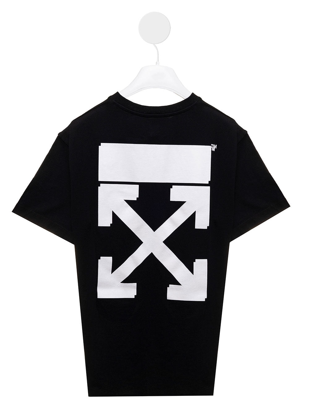 Off White Kids Boys Black Cotton T-Shirt With Arrow Print Tshirts And Polo Shirts
