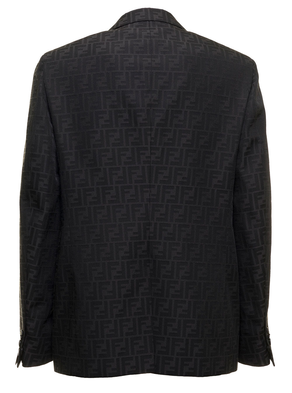 Ff Jacquard Fabric Boxy Black Jacket Fendi Man Polyester Cotton Blazers