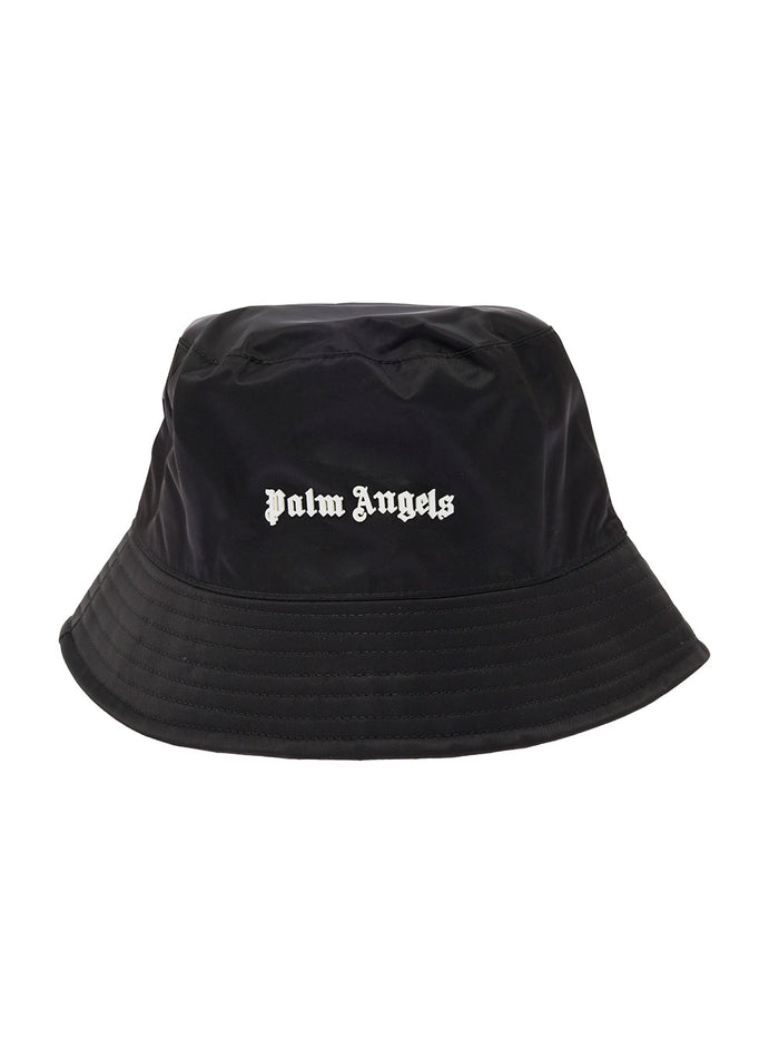Black Cotton Classic Bucket Hat With Logo Palm Angels Woman And Gloves