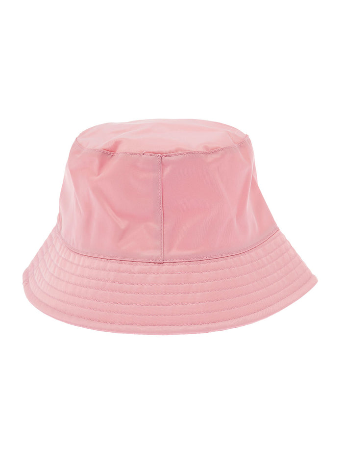 Pink Cotton Classic Bucket Hat With Logo Palm Angels Woman And Gloves