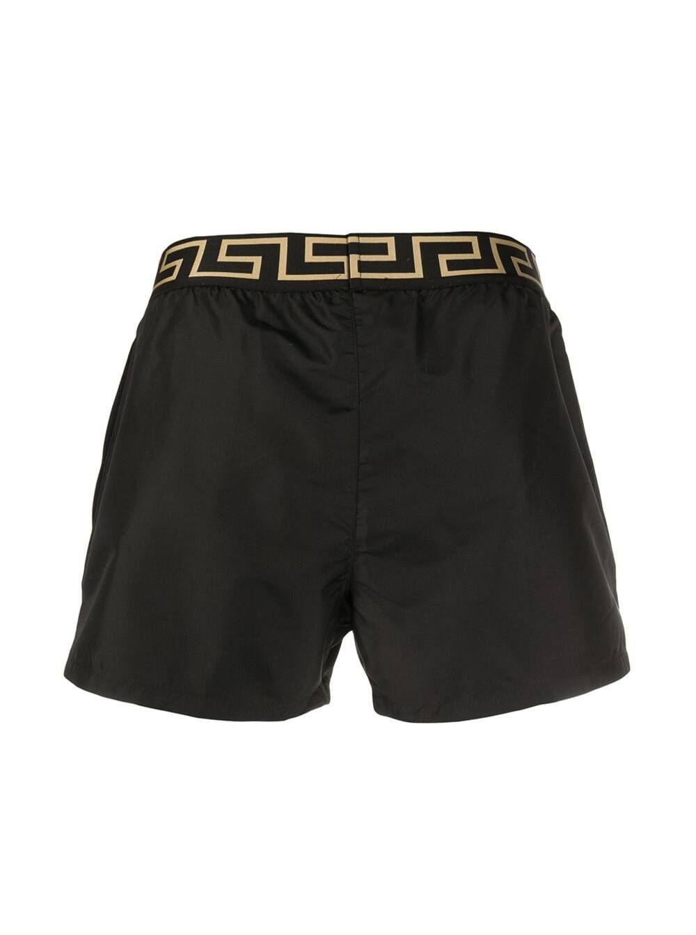 Black Nylon Swim Shorts With Greca Detail Versace Man Polyester Beachwear
