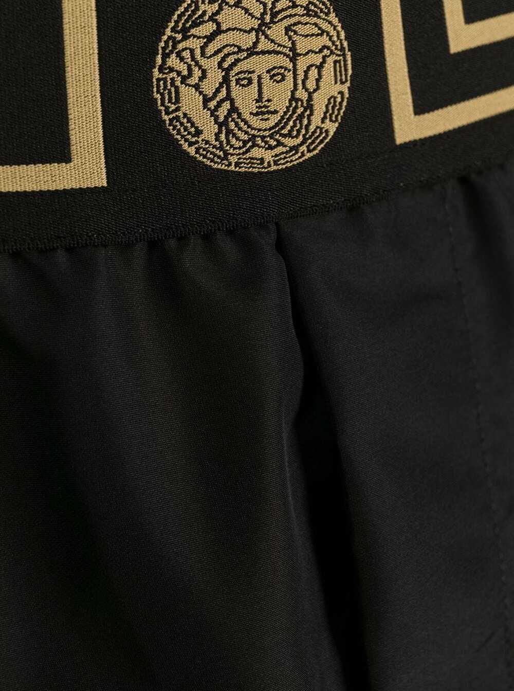 Black Nylon Swim Shorts With Greca Detail Versace Man Polyester Beachwear