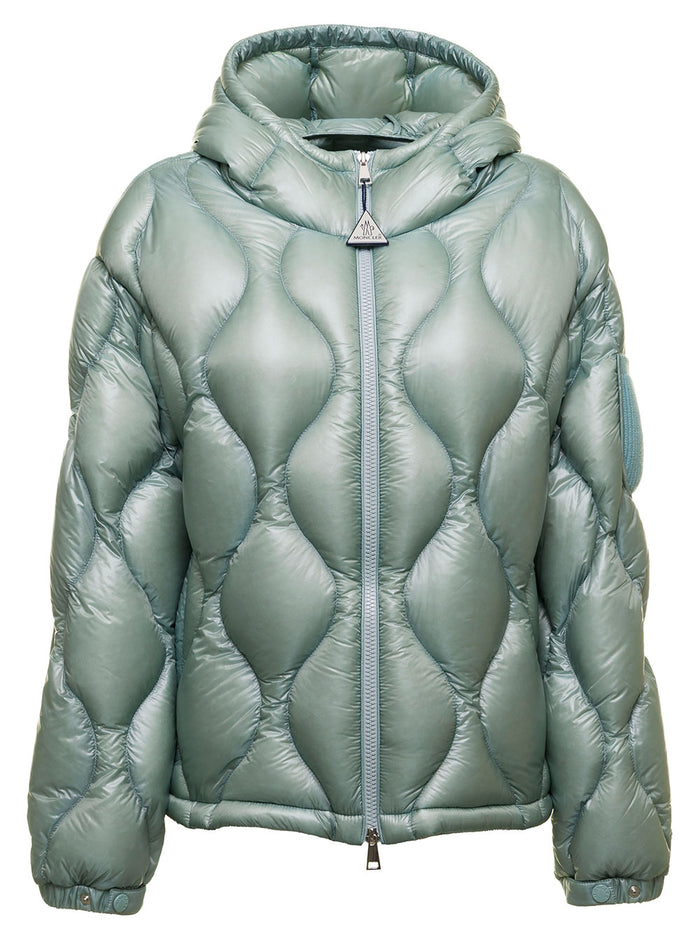 Anthon Green Quilted Nylon Down Jacket Moncler Woman Blu Polyamide