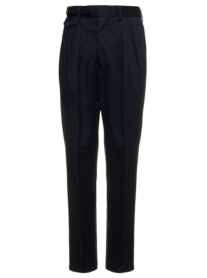 Blue Cotton Pants With Pence Lardini Man Blu Elastane Trousers