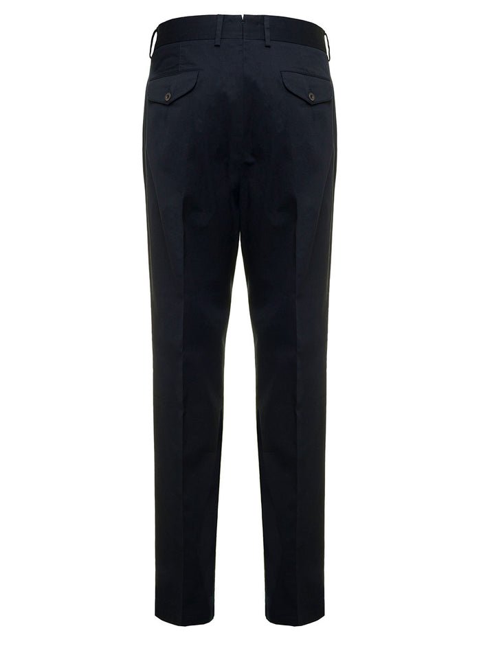 Blue Cotton Pants With Pence Lardini Man Blu Elastane Trousers