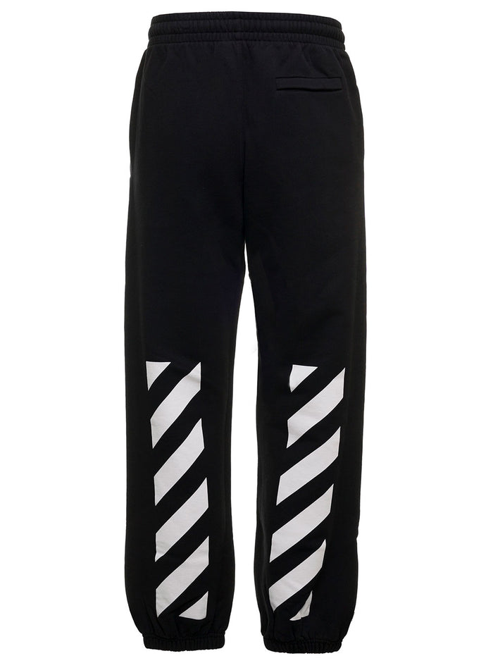 Helvetica Black Cotton Jersey Jogger With Logo Off White Man Trousers