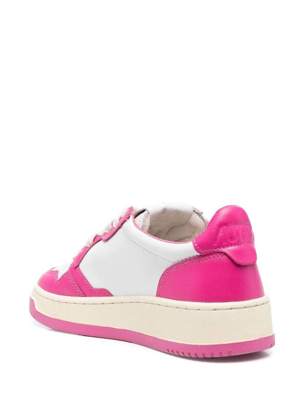 Bicolor Leather Sneakers With Logo Autry Woman Pink Cow