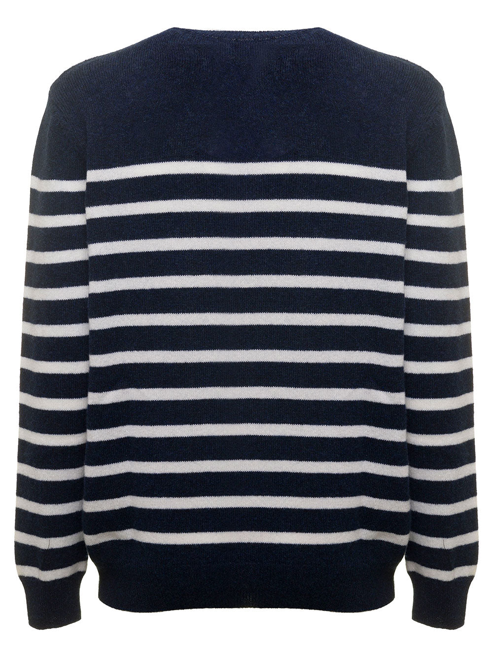 A.p.c Mens Striped Cotton And Wool Pullover Blu Jersey