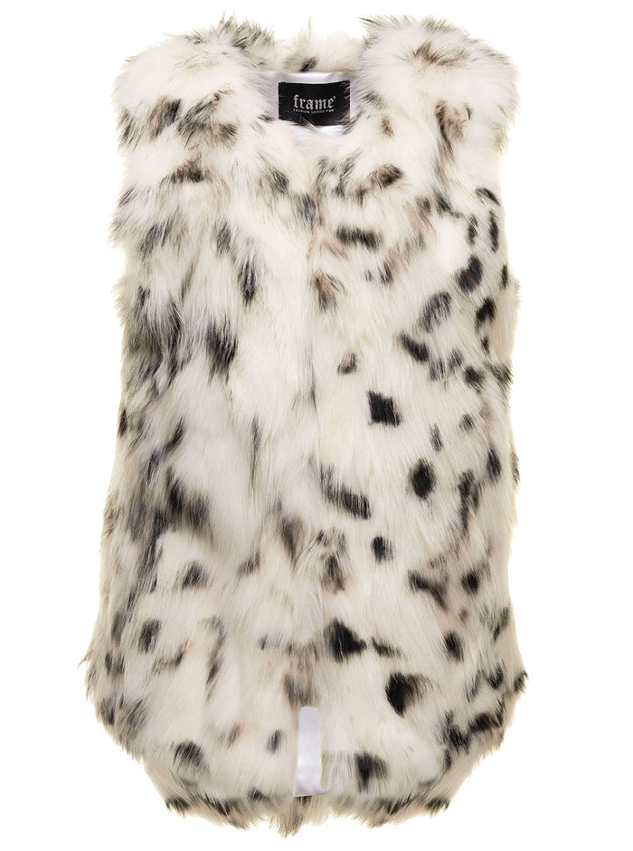 Animalier Black And White Short Fur Vest Frame Pellicce Woman Fox Blazers