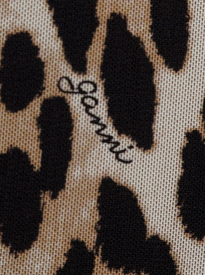 Ganni Womans High Neck Recycled Animalier Fabric Sweater Nylon Spandex Jersey