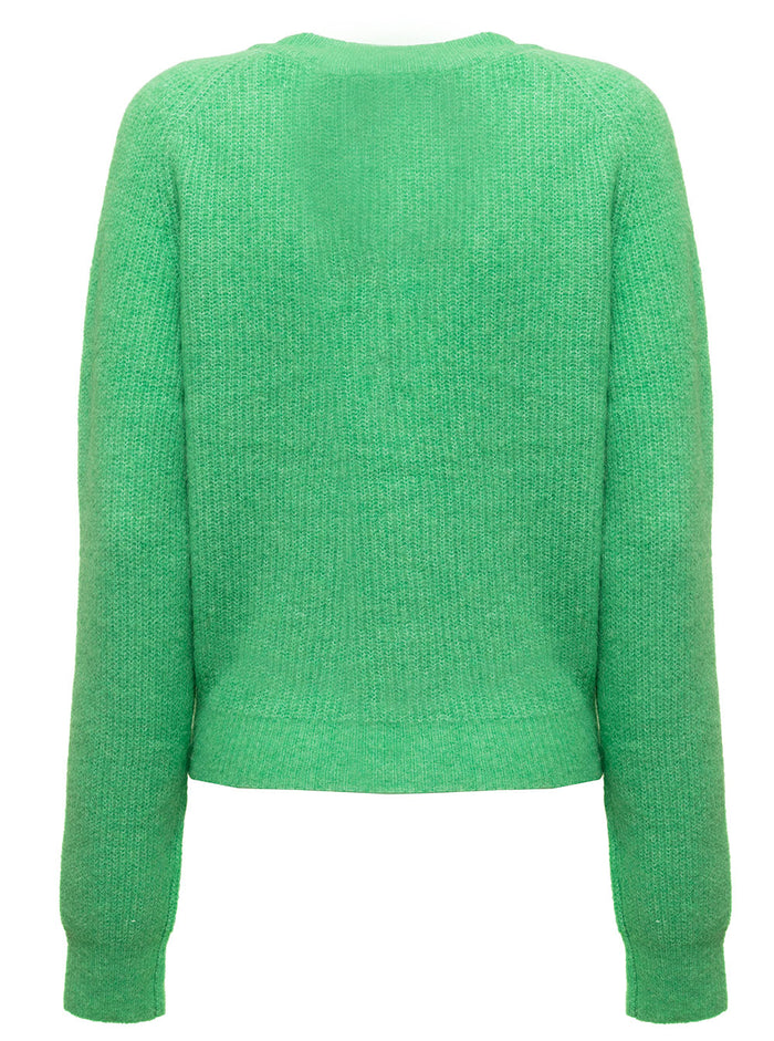 Green Merino Wool Cardigan With Jewel Buttons Ganni Woman Jersey