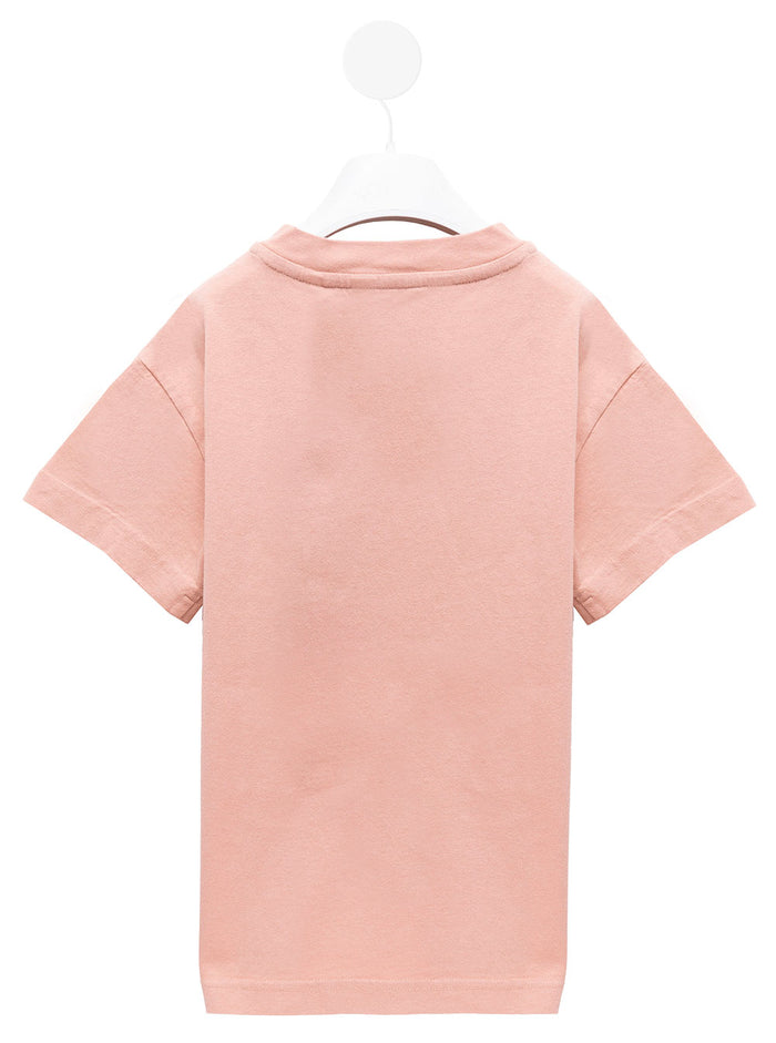 Pink Cotton T-Shirt With Bear Loose Front Print Palm Angels Kids Boy Tshirts And Polo Shirts