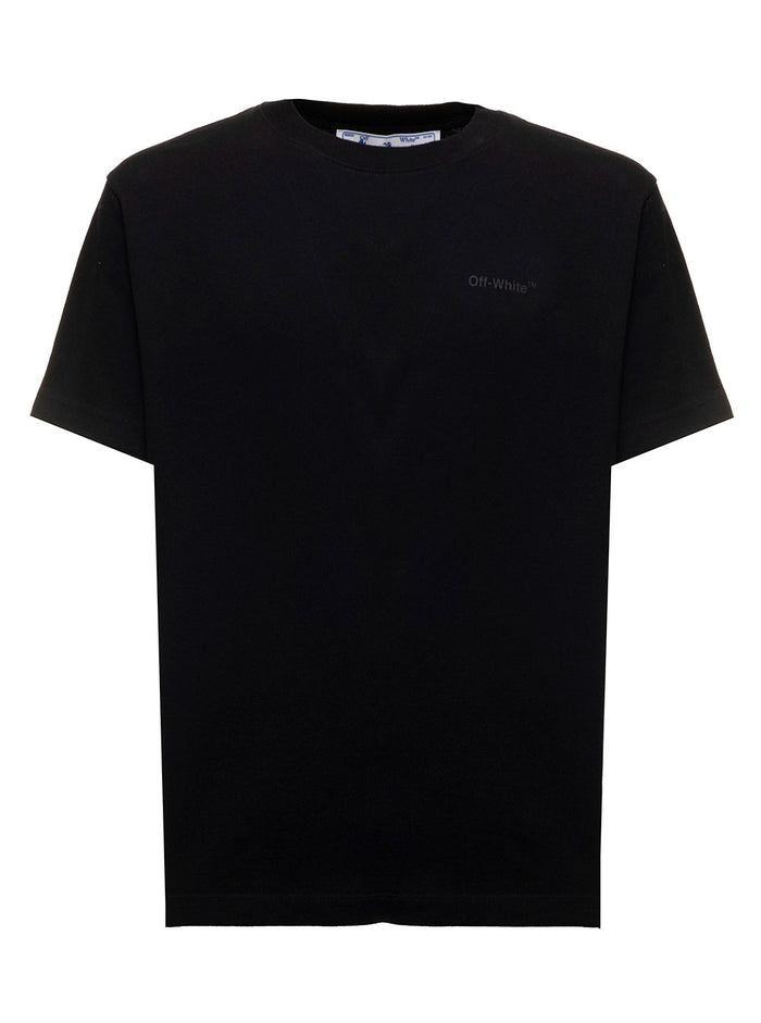 Off White Mans Black Cotton T-Shirt With Diag Print Tshirts And Polo Shirts