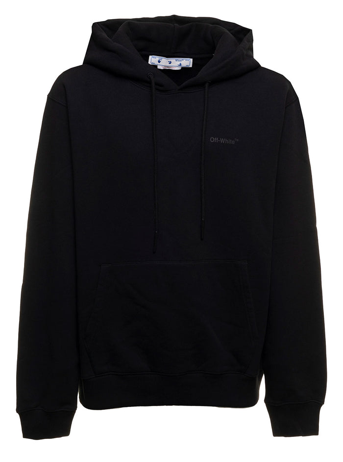 Off White Mans Black Cotton Hoodie With Diag Print Sweatshirts