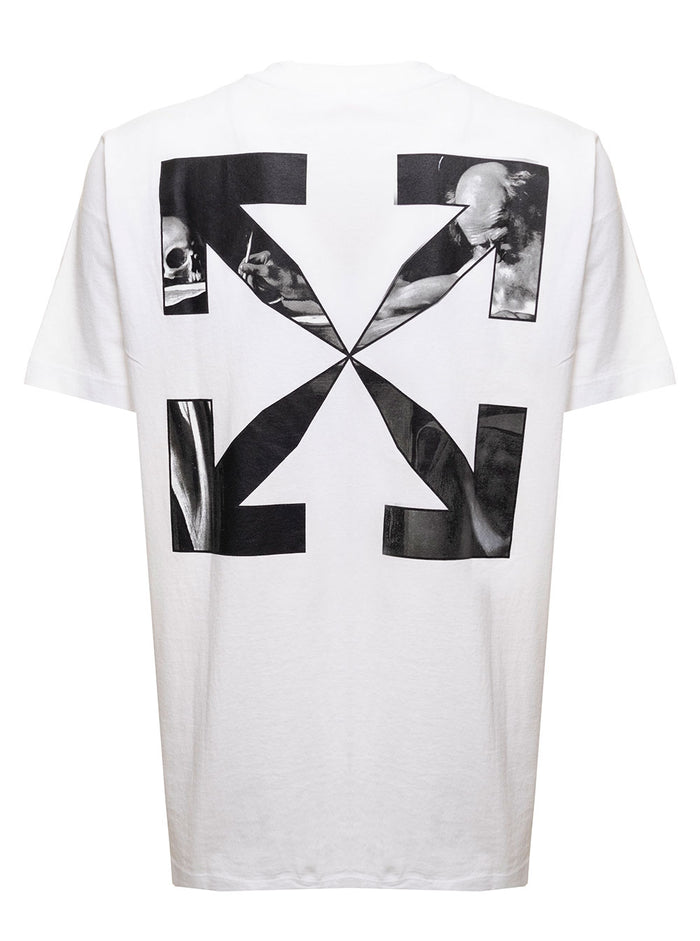 Off White Mans Cotton T-Shirt With Caravaggio Print Tshirts And Polo Shirts