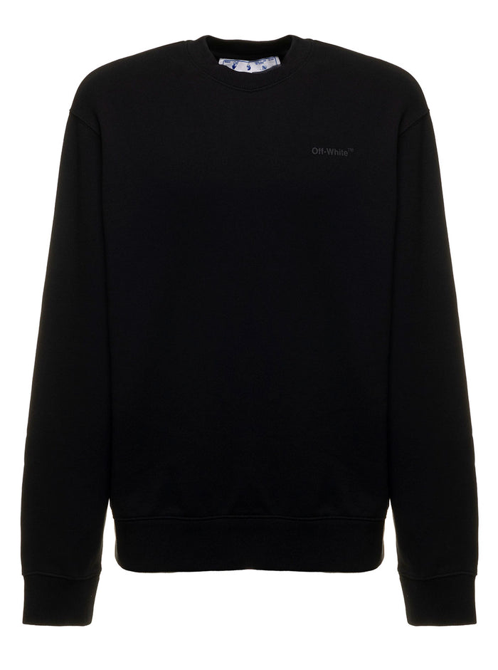 Off White Man S Black Cotton Sweatshirt With Diag Print Jersey