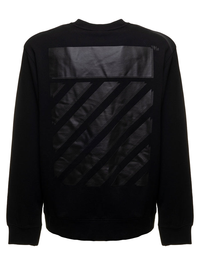 Off White Man S Black Cotton Sweatshirt With Diag Print Jersey