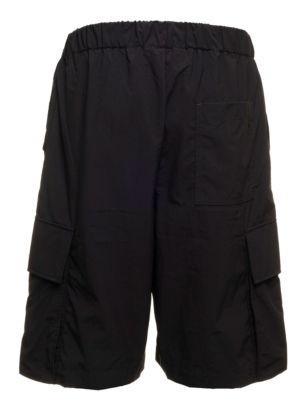 Off White Mans Indust Cargo Bermuda Shorts With Belt Black Polyester Polyamide And