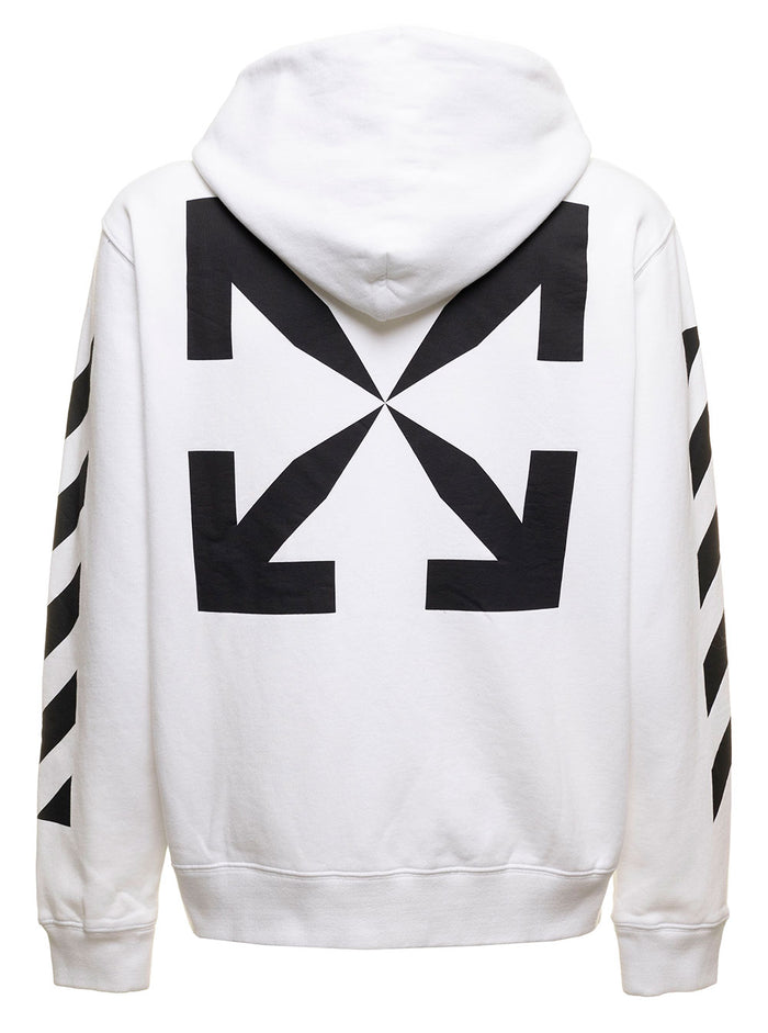 Off White Mans Arrow Diag Black And Cotton Hoodie Sweatshirts