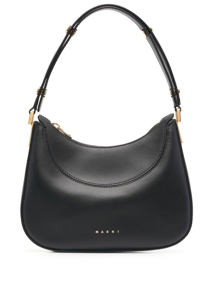 Slim Hobo Bag With Zip Black Calf Shoulder