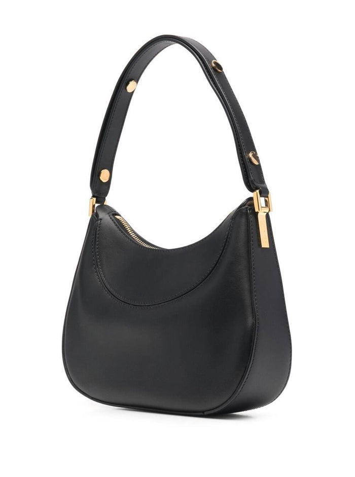 Slim Hobo Bag With Zip Black Calf Shoulder