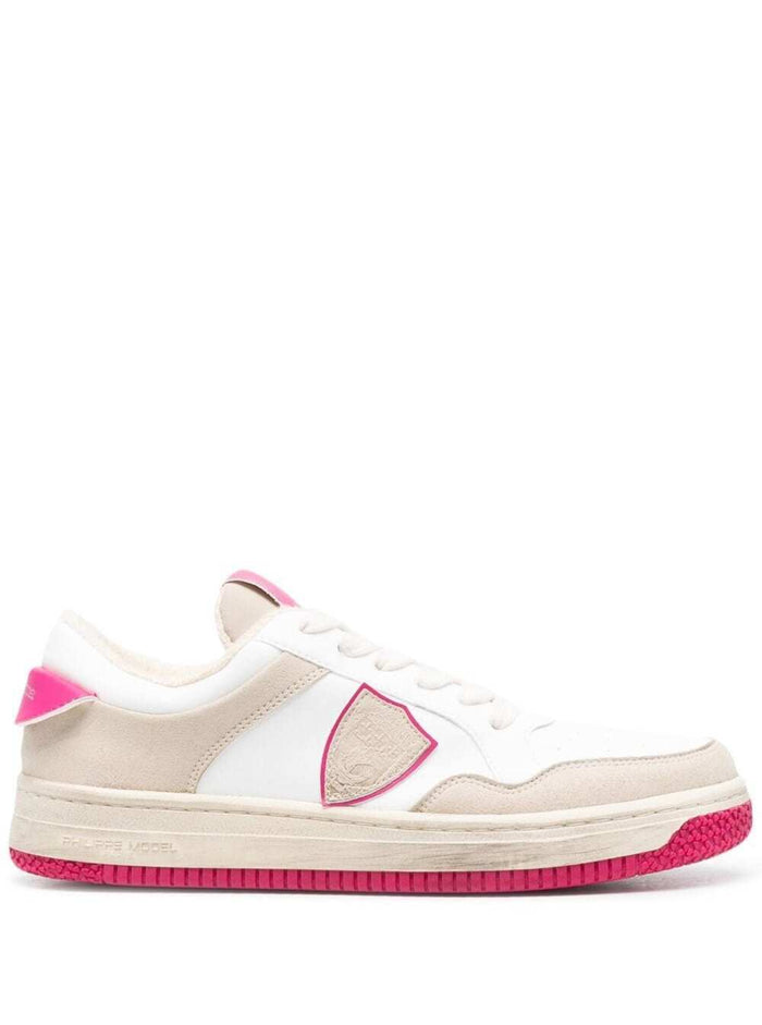 Paris Bicolor Leather Sneakers Philippe Model Woman White Pu