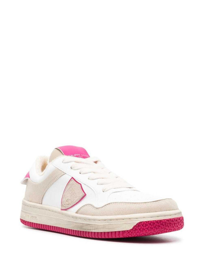 Paris Bicolor Leather Sneakers Philippe Model Woman White Pu