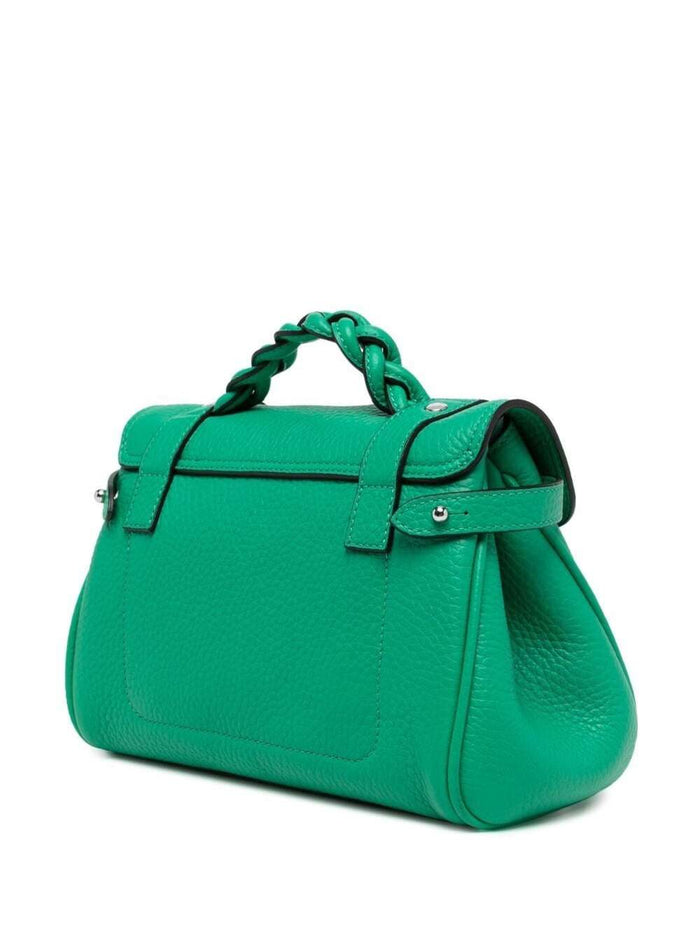 Mini Alexa Green Hammered Leather Crossbody Bag Mulberry Woman Bovine Hand
