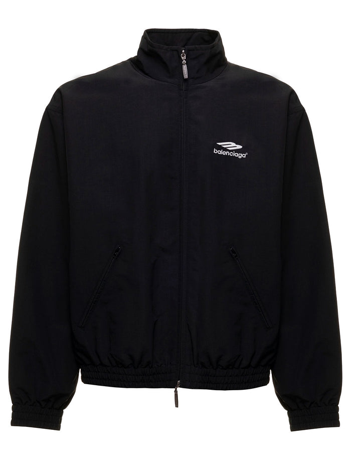 3b Sports Icon Black Tracksuit Jacket With Logo Balenciaga Man Polyamide