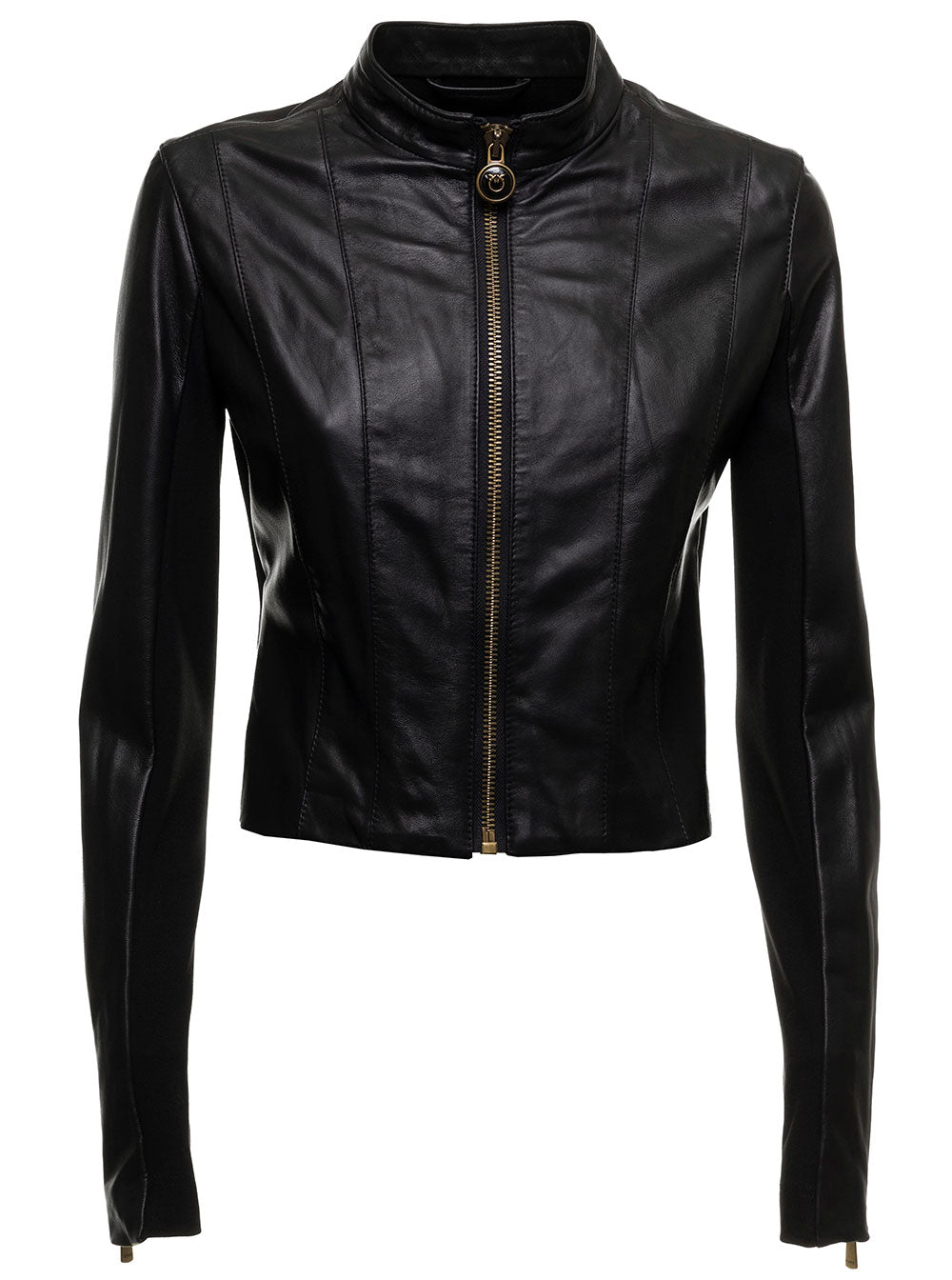 Gwenith Black Leather Jacket Pinko Woman Lamb
