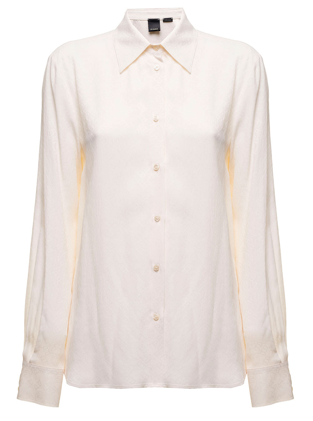 Ivory Colored Crepe De Chine Shirt Pinko Woman White Acetate Silk And Blouses